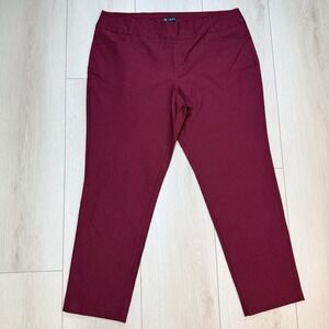 N Touch Womens 18W Burgundy Pull On Career Pants Slim Straight Stretch Plus Size